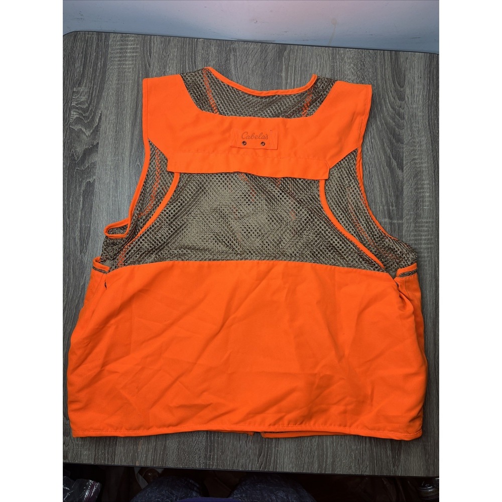 Cabela's Fowl Hunting Vest Mens XL Tan Orange Safety Pocket Storage Bird Duck - Picture 7 of 7